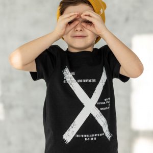 Marškinėliai „X” juodi 104/110cm
