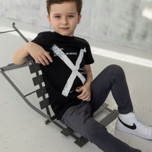 Marškinėliai „X” juodi 104/110cm